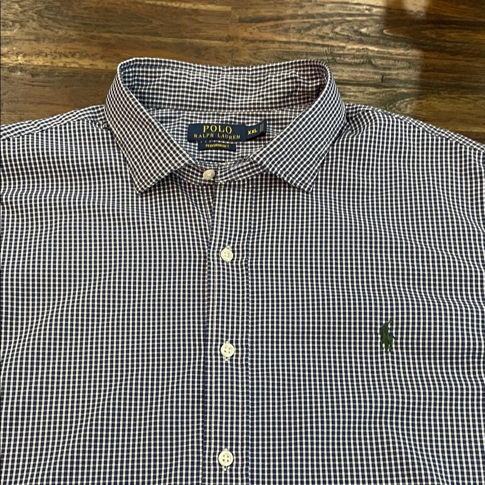 Polo by Ralph Lauren Men's Navy and White Gingham Shirt